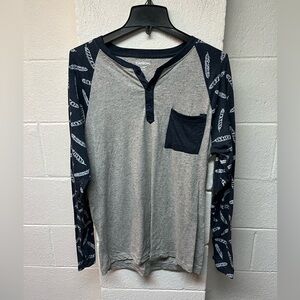 Carbon Gray and Navy Long Sleeve Tee